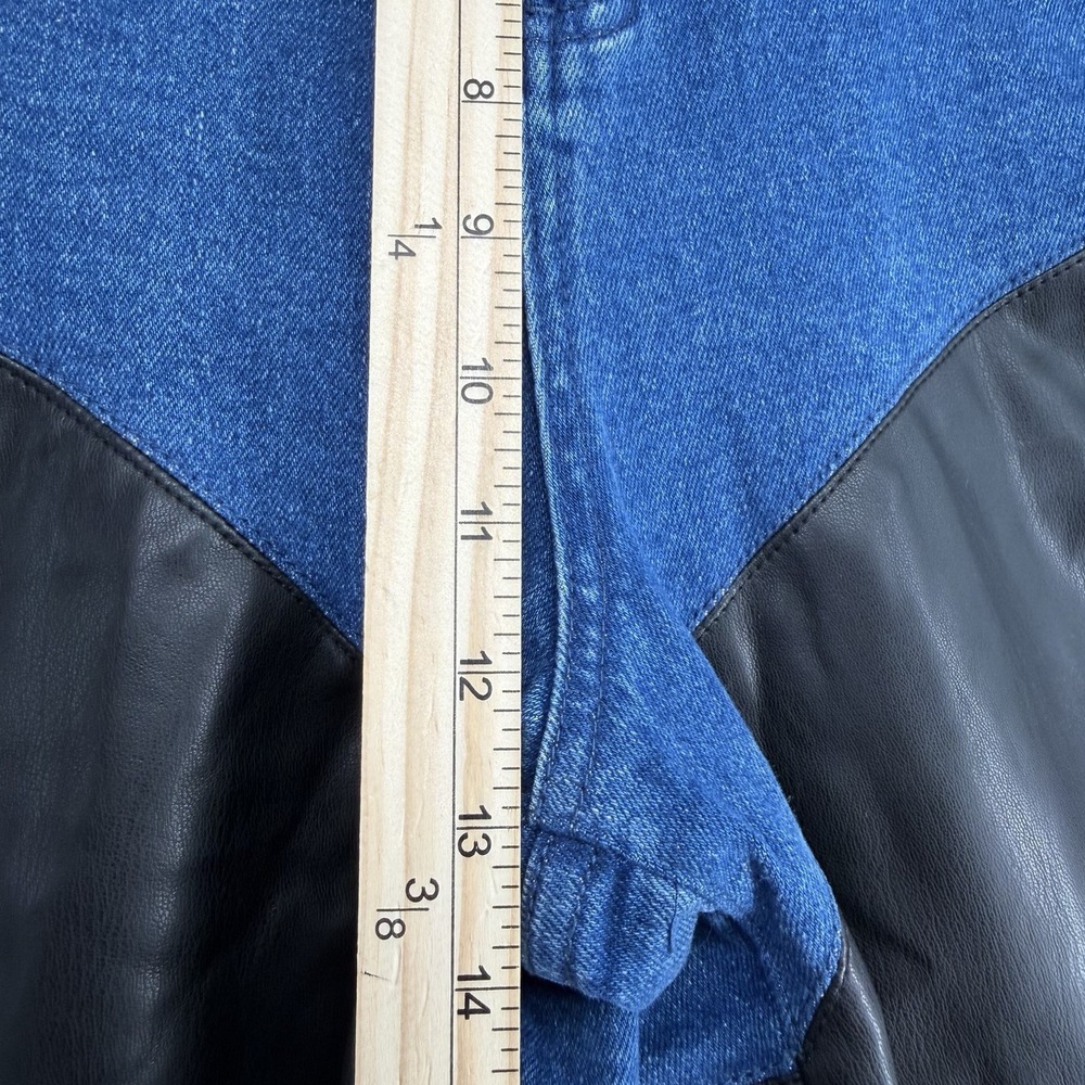Bebe x Ciara Vegan‎ Leather Wide Leg Jeans High Waist Moto Women 32 - Picture 10 of 12